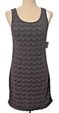 NWT FREE PEOPLE Boho Lace Tank Dress Size M Sleeveless Gray Lined Back Cut-Out