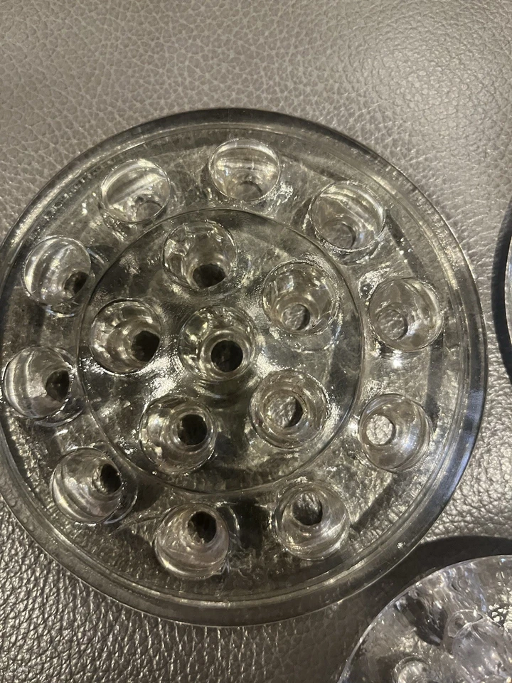 Lote de 3 arreglos florales vintage de ramo de vidrio transparente pesado - Imagen 4 de 4