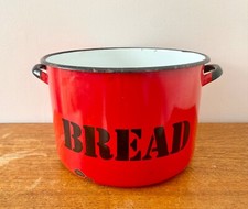 Enamel Bread Bin Large Vintage Red Enamelware Kitchenalia 1960/70’s Made Poland