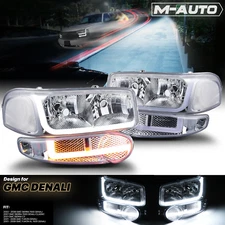 [LED SWITCHBACK RUNNING LIGHT BAR] Headlight+Bumper for 2001-2006 Yukon Denali