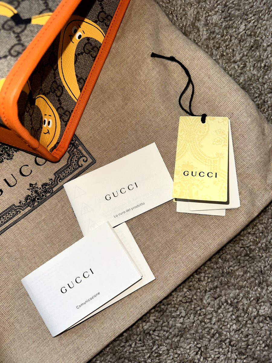 GUCCI Children's GG Supreme Tote Bag Handbag, Lesson Banana Print