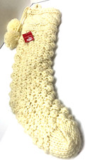WONDERSHOP Beige Knit 22" Christmas Stocking NEW