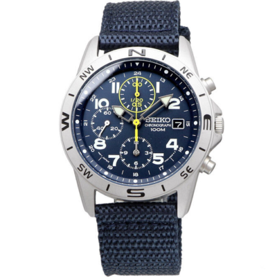 SEIKO SND379R クロノグラフ ネイビー 動作品 SEIKO Chronograph SND379R1 SND379R SND379 Watch Navy Dial Nylon