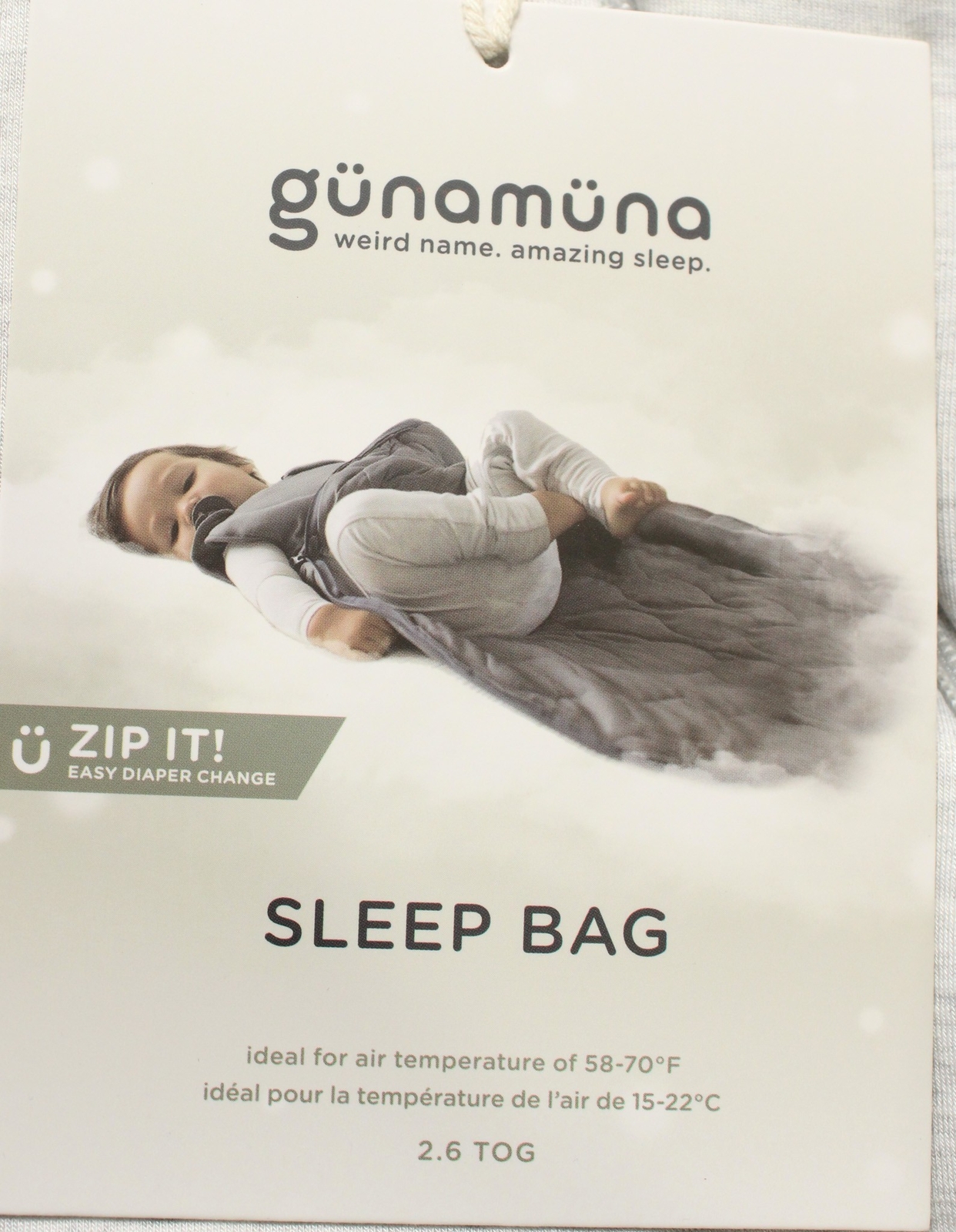 Gunamuna Unisex Babys' 2.6 TOG Sleep Bag EG7 Heather Grey Size 1824