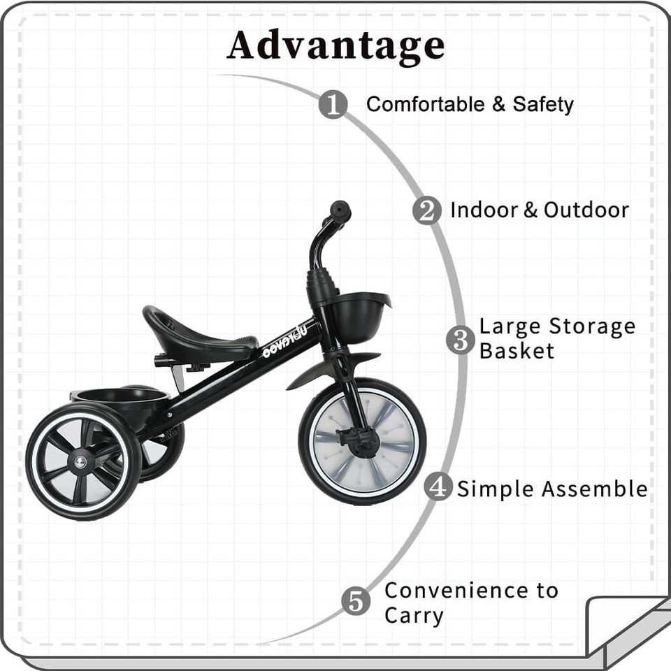 UBRAVOO Kids Trike Toddler Tricycle, 3 Wheel Bike eBay