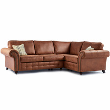 Oakland Chesterfield Tan Brown Large Leather Corner Sofa 7 Seater Premium Suite