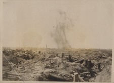 REPRINT OF ORIGINAL WWI PHOTO OF BATTLE OF FLANDERS W/ BOMBS
