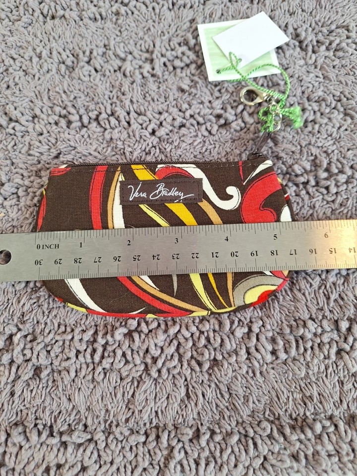 Vera Bradley 夹子拉链 ID 棕色多色迷你钱包 Puccini — 第 4/4 张图片