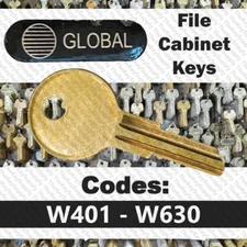 GLOBAL File Cabinet Key Cut to Your Code W401 - W630