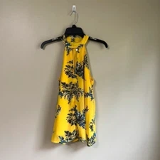 Japna Tank Top Blouse Womens Size Small Halter Floral Keyhole Sleeveless - 023