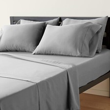 6 Piece Lightweight Super Soft Easy Care Microfiber Sheet Set Dark Gray KING
