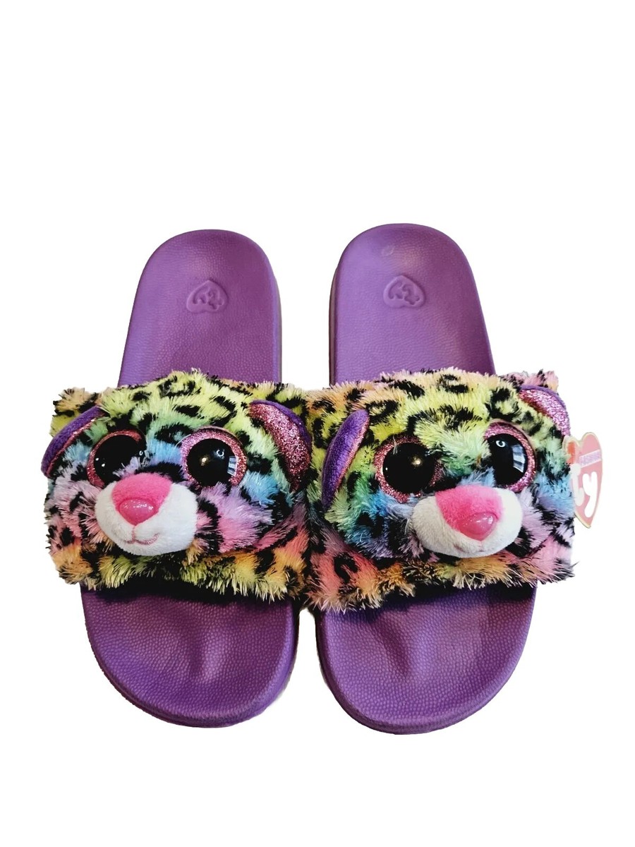 Ty Dotty Leopard Pool Girls Toddler Sequin Flip Flops Slides/Sandals Size  (1-3)