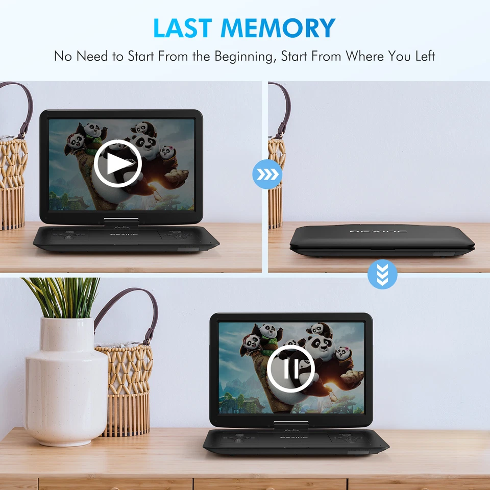 Reproductor de DVD portátil de 17,9" con pantalla giratoria grande de 15,6" reproductor USB recargable Foto 3 de 4