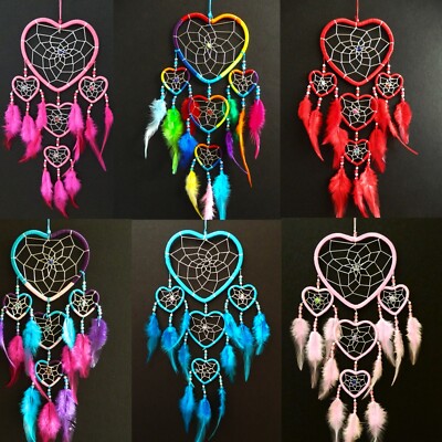TRAUMFÄNGER HERZ Traumfänger MÄDCHEN JUNGEN ROSA LILA REGENBOGEN TRAUMFÄNGER