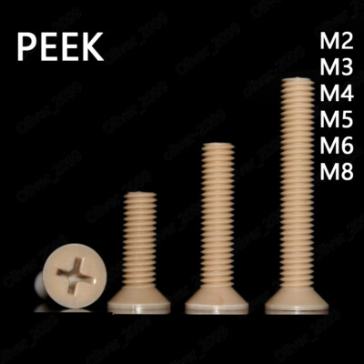 PEEK Plastic Countersunk Head Screws with Phillips M1.2 M.4 M1.6 M2 M3 M4 M5 M6 M8