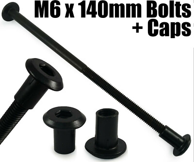 Möbelverbinderschrauben M6 x 140 mm schwarz mit Hutmuttern Gelenkbefestigung Bett Kinderbett