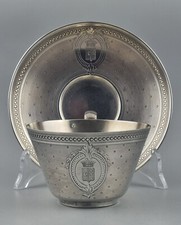 Luxus Kaffeetasse Tee Tasse Silber 950 Graf Krone Wappen 19.Jh. Frankreich (123)
