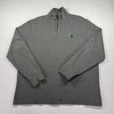 Polo Ralph Lauren Sweater Men's 2XL Grey Knit 100 Cotton 1/4 Zip Classic Pony 