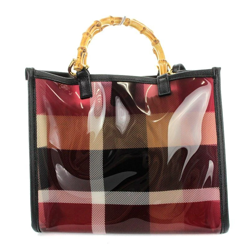 Blue Label Crestbridge Tote Bag Shoulder 2Way Clear Pvc Check Red