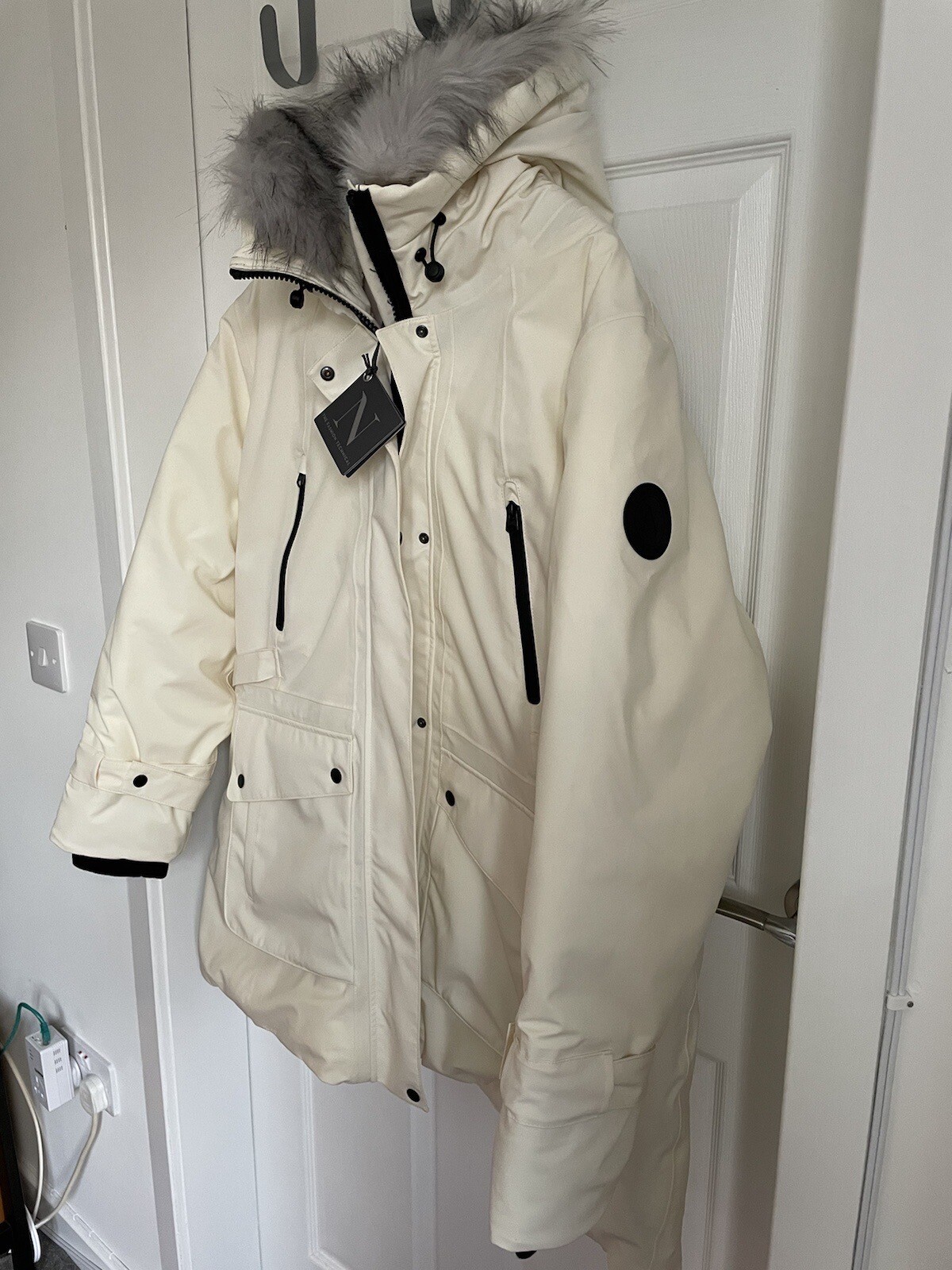 Ladies Cream Ivory NEXT Warm Winter Waterproof Fur Trim Hooded Parka