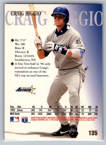 1996 Circa Craig Biggio #135 - Picture 2 of 2
