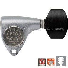 NEW Gotoh SGV510Z-EN07 L3 R3 Tuners 21:1 Gear Ratio EBONY 3x3 - CHROME SATIN