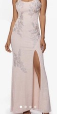 XSCAPE EMBELLISHED & EMBROIDERED GOWN IN BLUSH/ SILVER Size 6 NWT $288