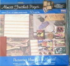 Travel Scrapbook 12 x 12 Page Kit Paper Printed Pages Stickers Photo Corners