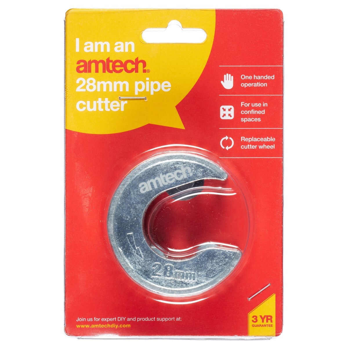 Amtech 28mm Copper Pipe Cutter – Self-Locking and Self-Adjusting Plumbing Tool