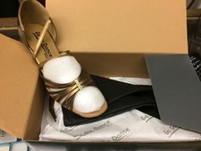 Go Go Dance Latin Bronze Leather / Rhinestone Shoes. Size 7. Heel 2,75.