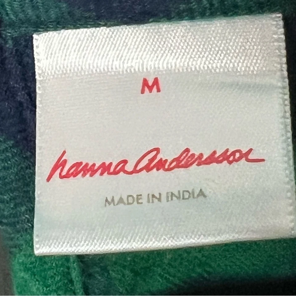 Hanna Andersson Girls Dress Medium Plaid Holiday Flannel Cotton Green Blue - Image 4 of 4