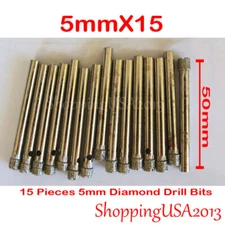 15 Pcs 5mm Diamond Tool Drill Bits Set Hole Saw Cutter Glass Marble Ceramic