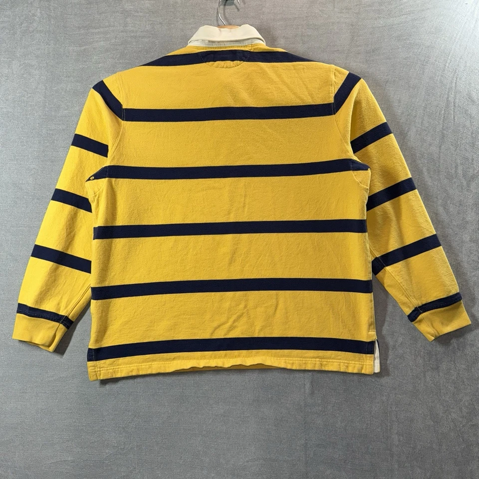 Camisa de Rugby Polo Ralph Lauren Hombres XL Amarillo Azul Rayas Forrada de Vellón Poni Foto 3 de 4