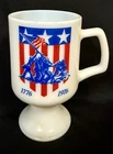 Vintage 1776-1976 US Bicentennial Marines Milk Glass Pedestal Mug Cup EC LN Fast