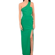 Xscape Emerald Green One Shoulder Gown Open Waist Size 12 US formal evening