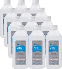 12 Bottles Swan Isopropyl Rubbing Alcohol 70% 16 fl. oz. *SPECIAL* Free Shipping