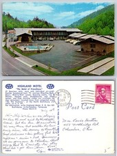 Vintage 1964 Highland Motel Gatlinburg TN Postcard Smokies Pool Chrome