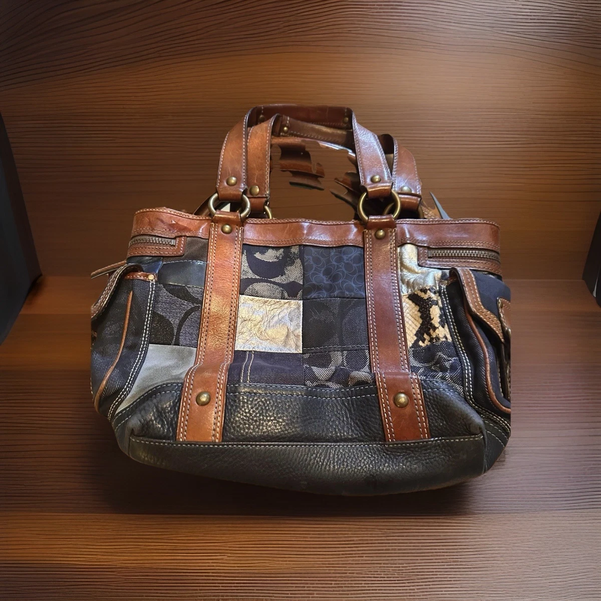 Coach Patchwork Denim Exterior Shoulder Bags Bags & Handbags for