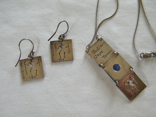 Vintage JULIANA CAPE TOWN NECKLACE EARRINGS SET 925 Sterling Silver-Blue Stone - Picture 3 of 11
