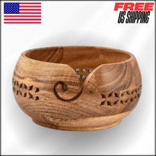 Acacia Wood Yarn Bowl Holder, Handmade Crocheting Accessories  Organizer