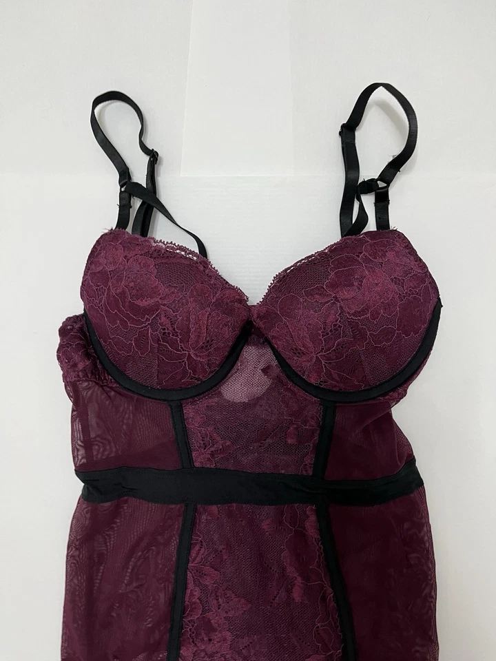 Púrpura - y2k 2000s negro capricho encaje ribete bustier top talla Xs Foto 3 de 4