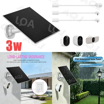Waterproof Solar Panel Kit For Arlo Essential Spotlight Camera Doorbell Charger