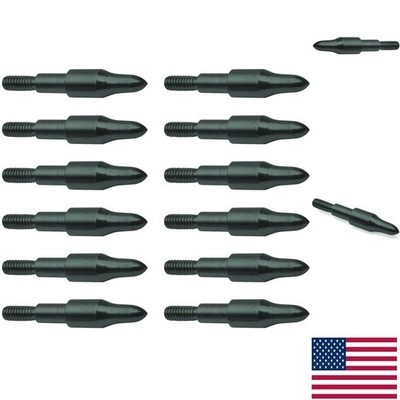 Screw-in 3D Point Archery Field Tips - 12 Durable Steel Tips for Target Practice