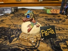 Windstone Edition 2000 Pena Peacock/Rainbow RAR Hatching Baby Dragon Egg *RARE*