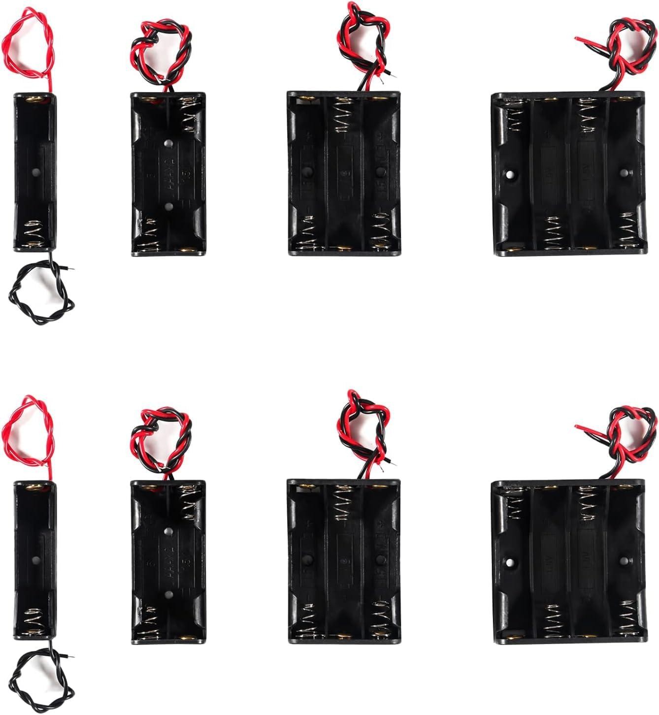 8pcs AAA Battery Holder with Leads 2pcs Single AAA Battery Holder 2pcs 2x 1.5V 2