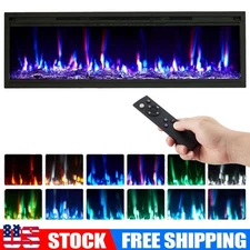 60'' Electric Fireplace Wall Mounted Heater with Remote/Adjustable Flame/Timer