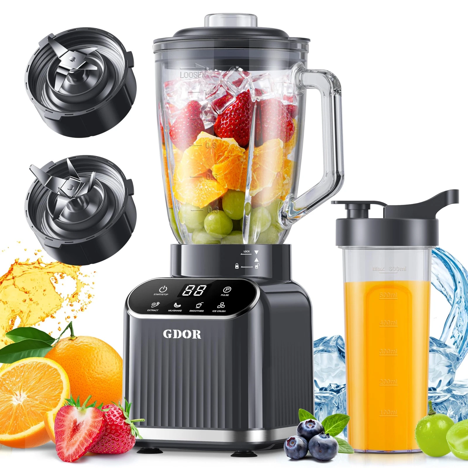 Professional Blender for Kitchen, 1200 Peak Watts Smoothie Blender, 5 Functio...