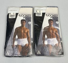 Lot Of 2 VTG 1993 Jockey Pouch Fly Front Briefs Black Men  s Size M Made In USA