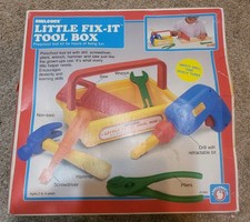 Vintage Shelcore Little Fix-It Tool Box w/ Working Toy Drill  Preschool Tool Set