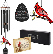 Memorial Wind Chimes for Loss of Loved One Cardinal Suncatcher Outdoor 36''